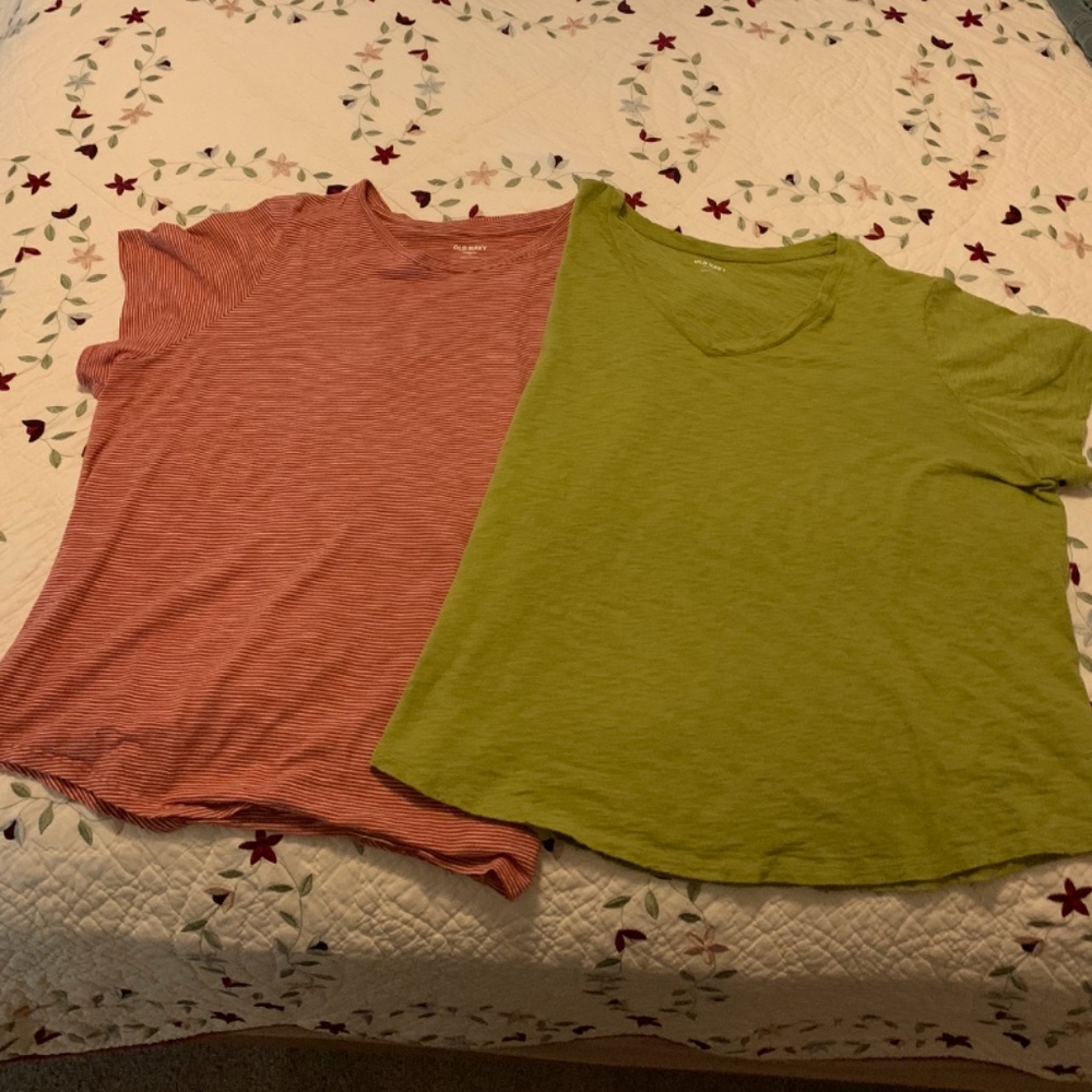 Two Old Navy Fall Colors, Slub Knit T-Shirts, Size 3X